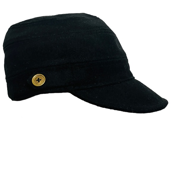 San Diego Hat Company Accessories - Four Buttons by San Diego Hat Co Black Poly/Wool Cadet Field Cap Women’s OS